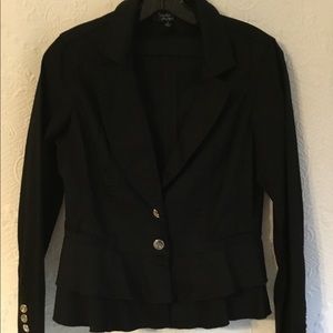 KATHERINE New York Black Ruffled Cotton Jacket Sm